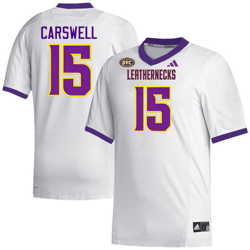 Western Illinois Leathernecks #15 Cason Carswell College Football Jerseys,Uniforms-White